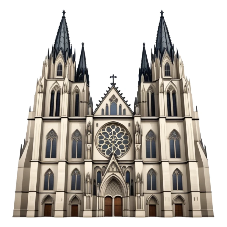 Cinematic Realistic Cologne Cathedral Landmark Emoji, showcasing Gothic architecture rendered with detailed stone textures and majestic, dynamic lighting. two tall towers on either side sticker