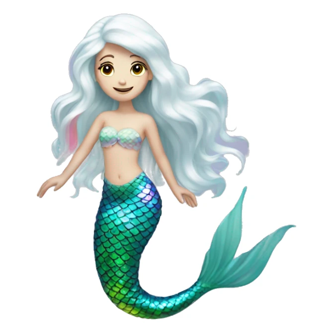 Iridescent mermaid white girl with iridescent tail sticker