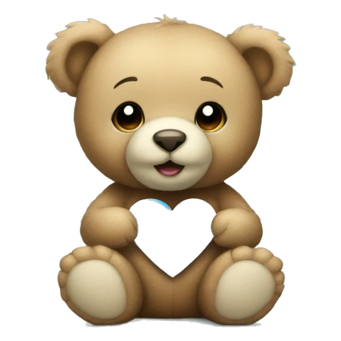 Teddy bear holding light blue heart sticker