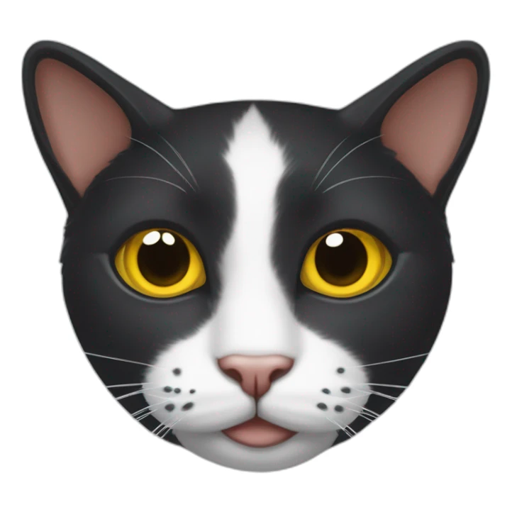 Gato negro con manchas blancas-ojos amarillos sticker