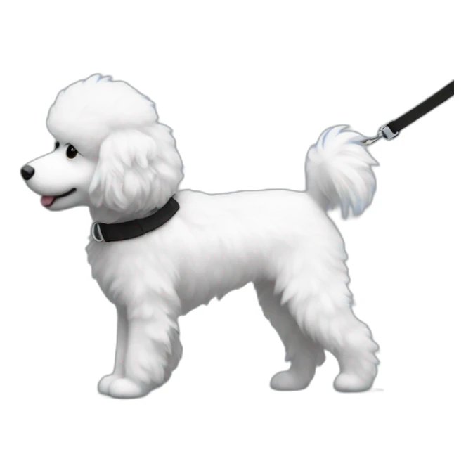 side profile medium sized fluffy black and white doodle on a leash going for a walk sticker