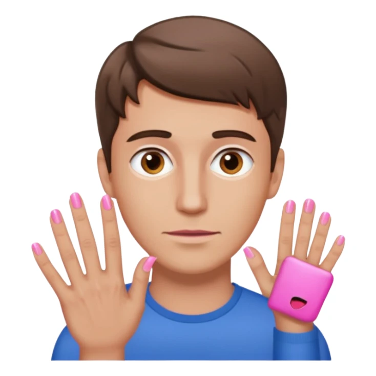 White man with short brown hair, long face, and pink nails like this 💅  sticker