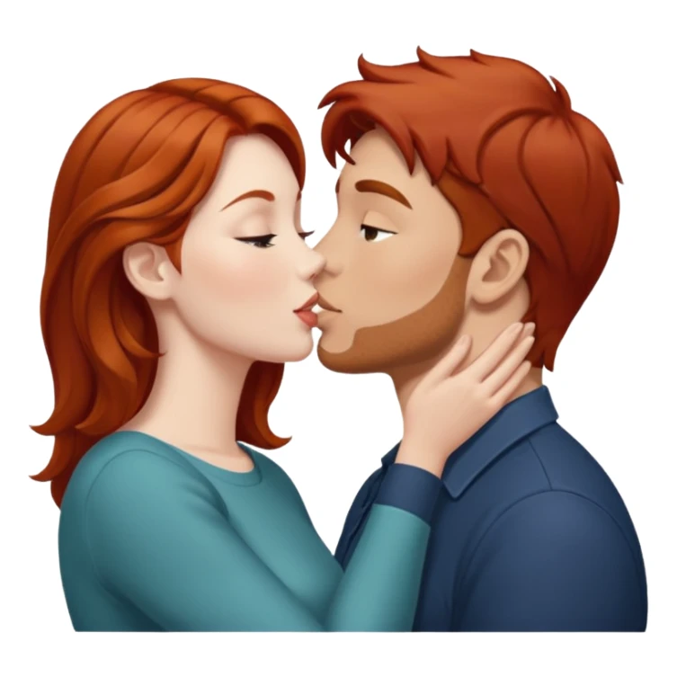kissy face between brown hair man and redhead woman sticker
