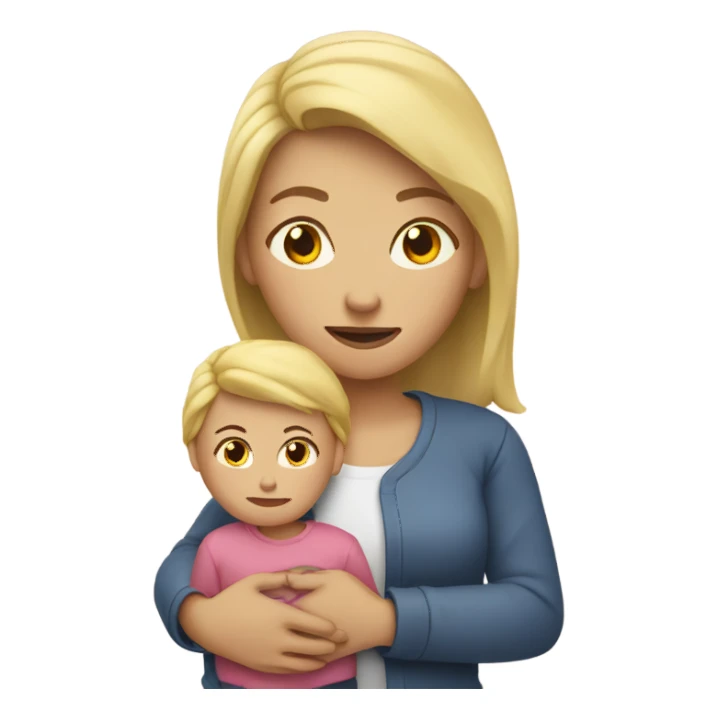 Blonde Mother holds her heart in her arm sticker