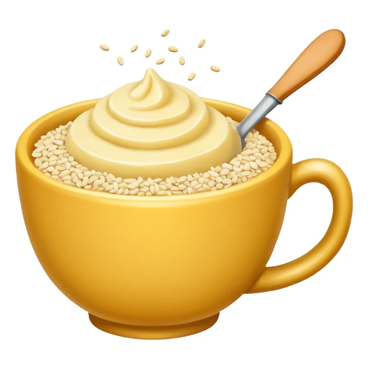 cup of sugar and sesame seeds and butter without a face sticker