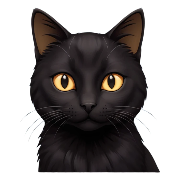 Solin wäre ein Kater mit nachtschwarzem, glänzendem Fell, kräftig gebaut und zugleich von seltener Eleganz. Sein Blick – tief und warm – scheint in die Seele zu führen, während seine Bewegung lautlos ist wie ein Schatten, der sich still an die Seite schmiegt.ihn nichts auf der Welt erschüttern. sticker