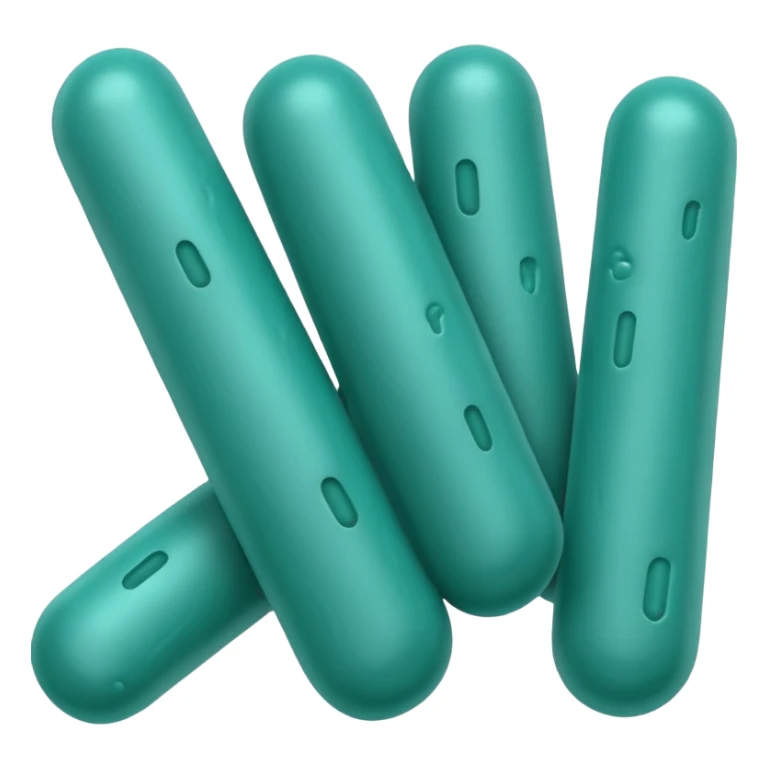 Multiple Lactobacillus bacteria emojis, thick rod shape, teal green, soft fibrous texture, clean ingredient icon style
 sticker