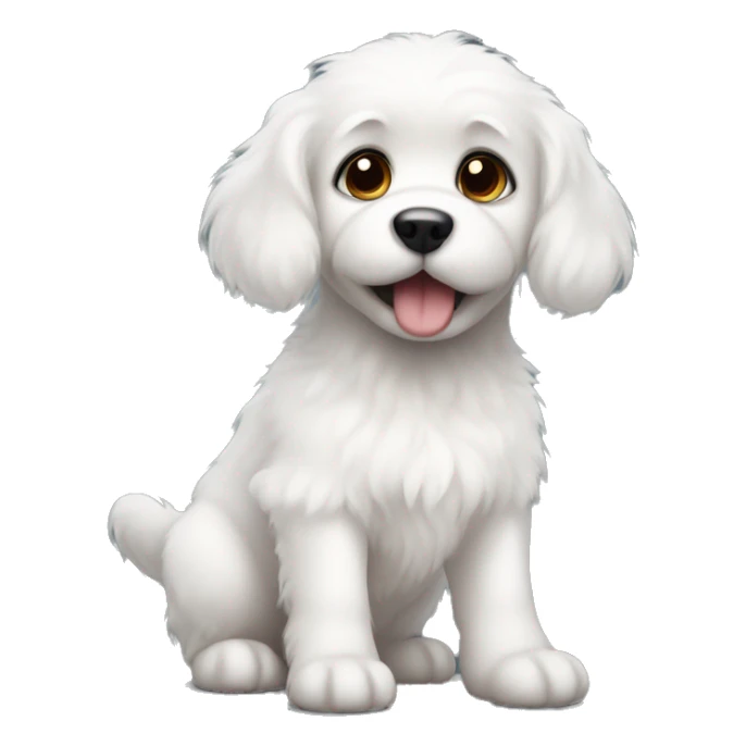 White fluffy puppy with big brown eyes  sticker