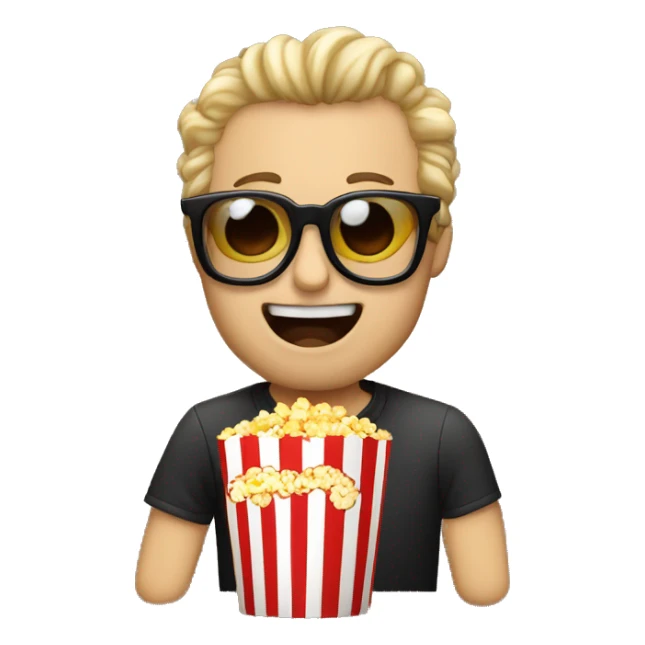 hombre con gafas de cine comiendo popcorns sticker