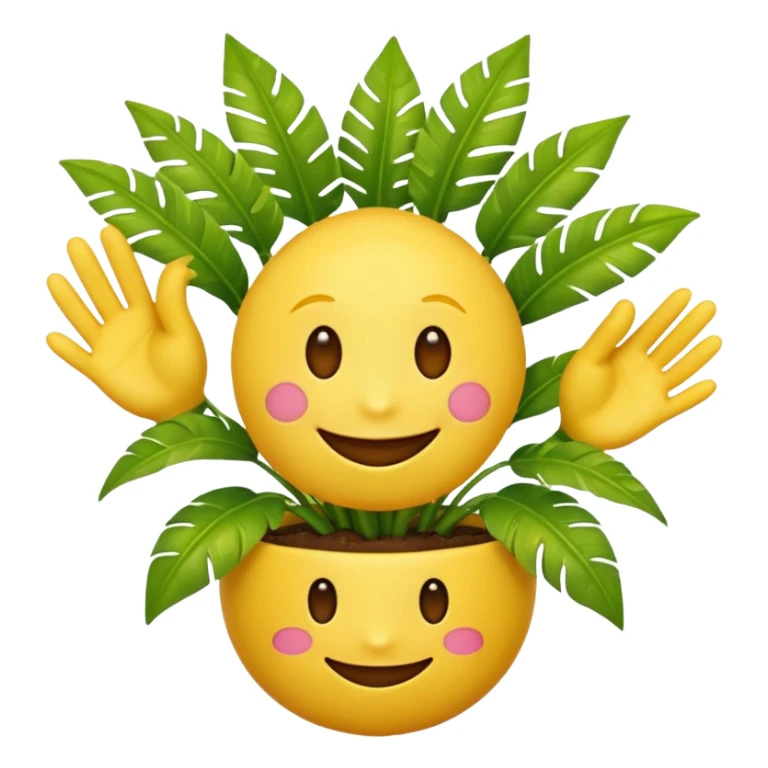 yellow emoji face with palm plant sticker