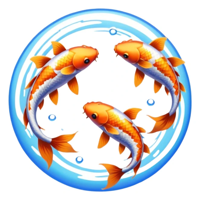 two koi fish swimming around in a circle rainbow blue bronze sticker