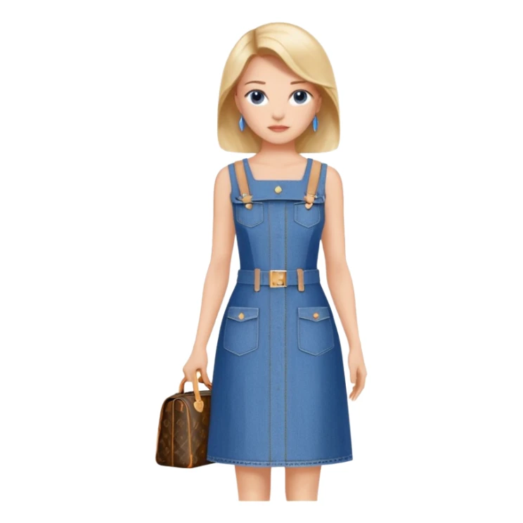 Louis Vuitton, denim dress, isolated, rendering, luxury style  sticker