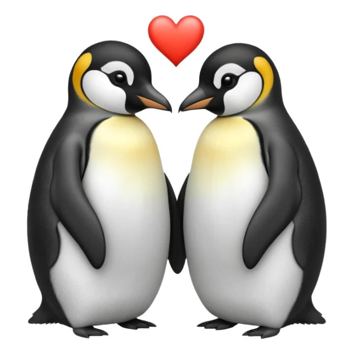 2 emperor penguins facing each other making a heart but no heart emoji sticker