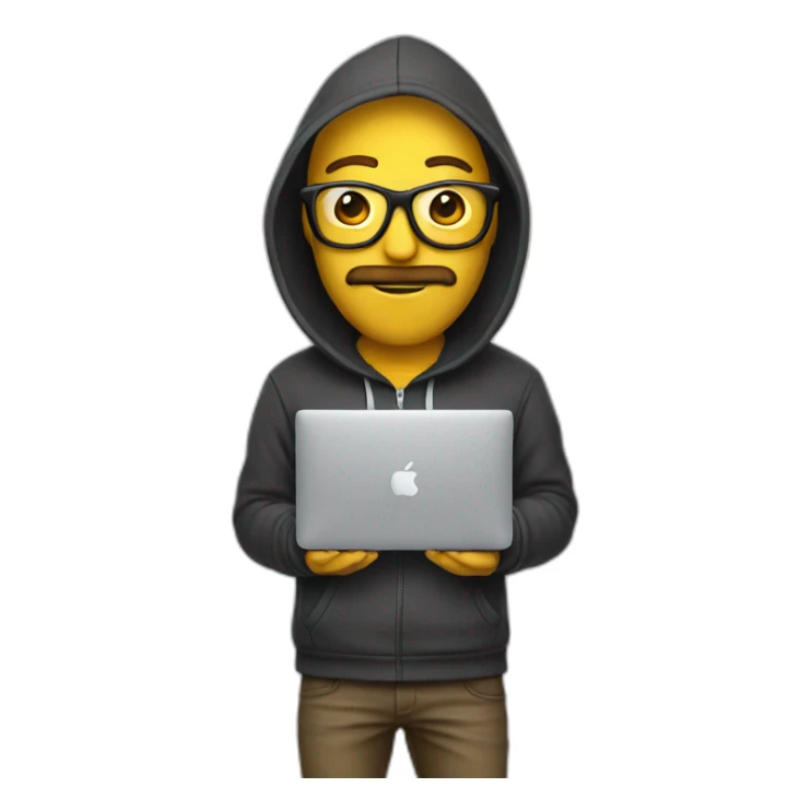 hipster with hoodie and a macbook sticker