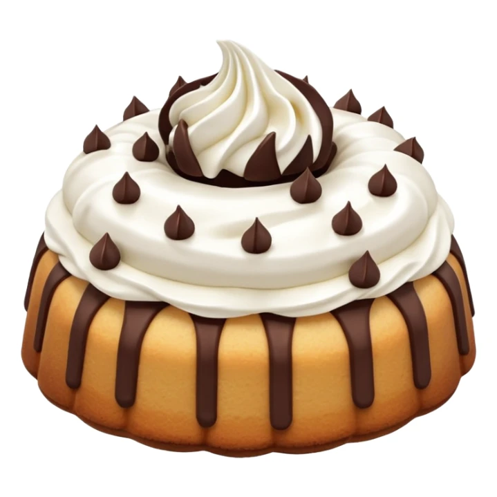 Mini vanilla Bundt cake with chocolate chips and whipped cream sticker