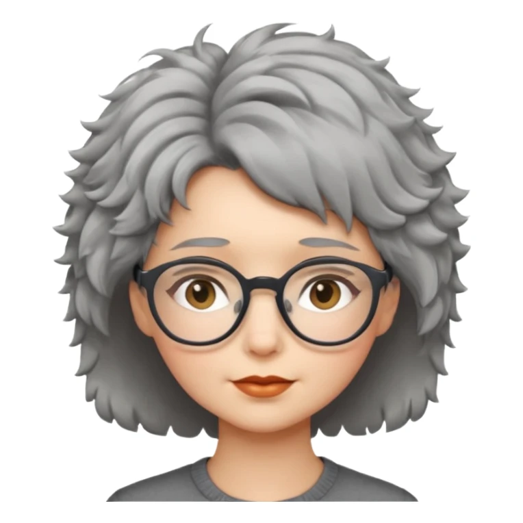gray short hair lady with glasses. fluffy sticker