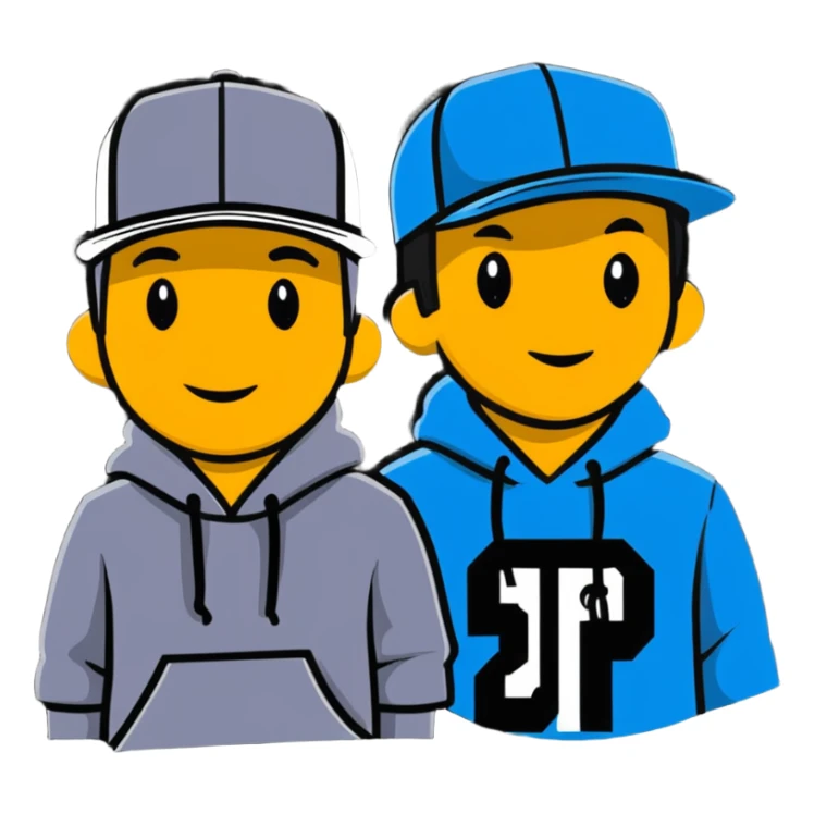 the Beastie Boys wearing hats with the Shopify logo sticker