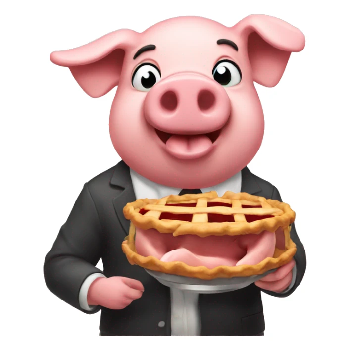 Pig eating a pie and the pie is all over him sticker