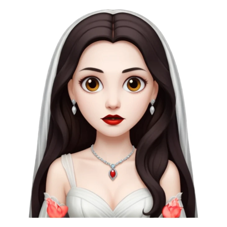 Bride of Dracula with long dark brown hair sticker
