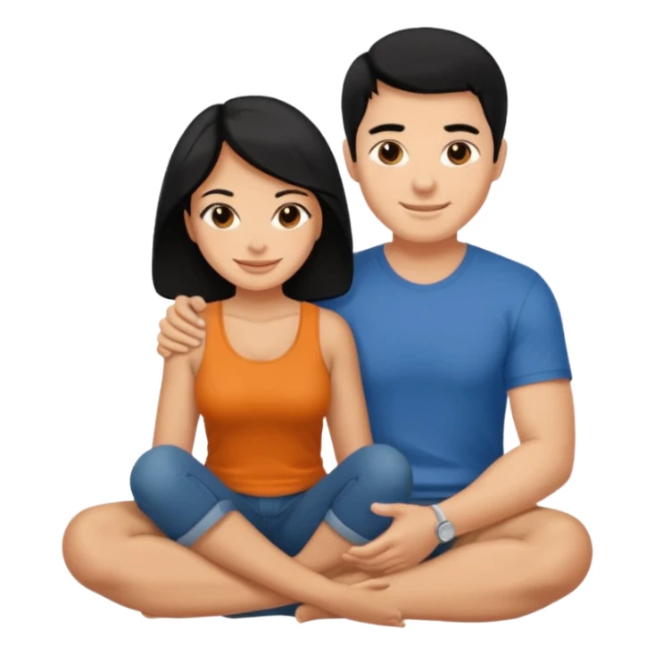 Woman squatting on sitting man’s lap sticker