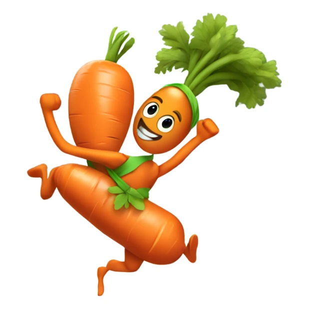 sprinting carrot with arms, legs, and a headband sticker