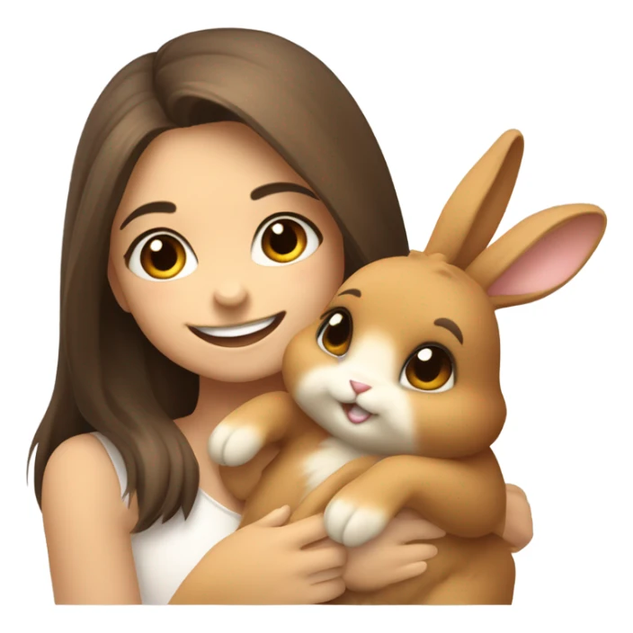 Caramel Rabbit with brunette girl sticker
