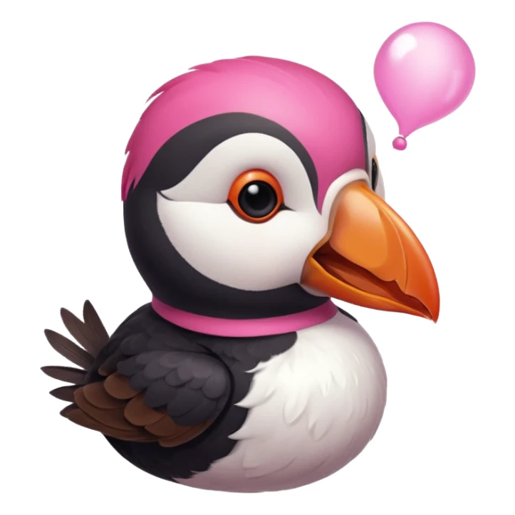 pink puffin blowing hot air from beak sticker