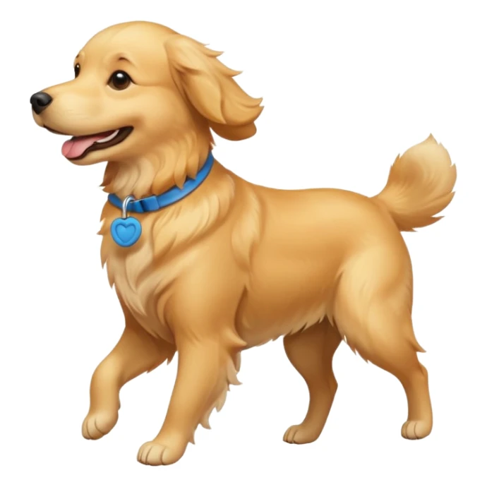 smiling golden retriever carrying a frisbee sticker