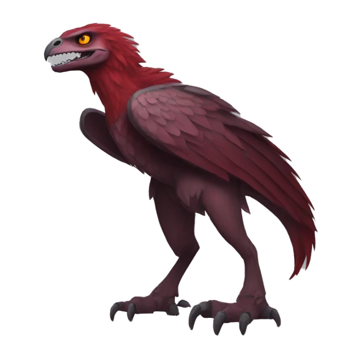 Cool edgy Maroon-colored raptor with red mane full body sticker