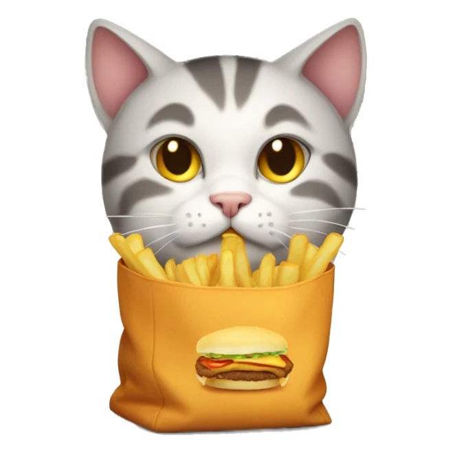 Sad gamer cat thats putting fries in a bag sticker