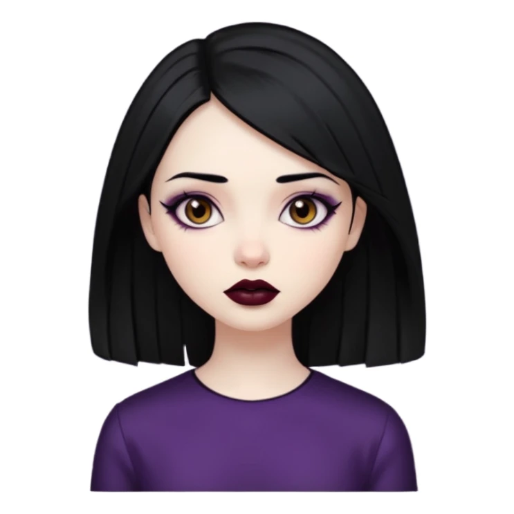 Goth girl black hair brown eyes sticker