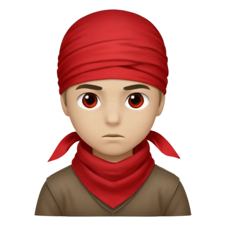boy eyes covered with red bandana sticker