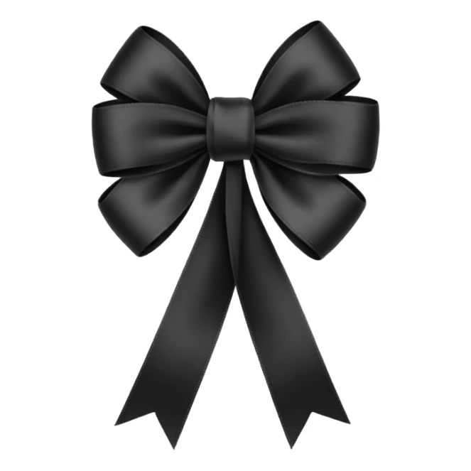 black ribbon tied in a bow, minimal style sticker