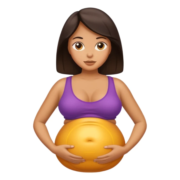 tan woman with inflated oiled belly sticker