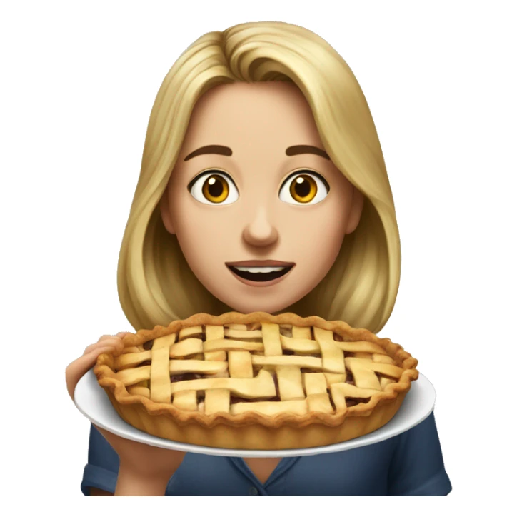 realistic portrait of girl eating pie sticker