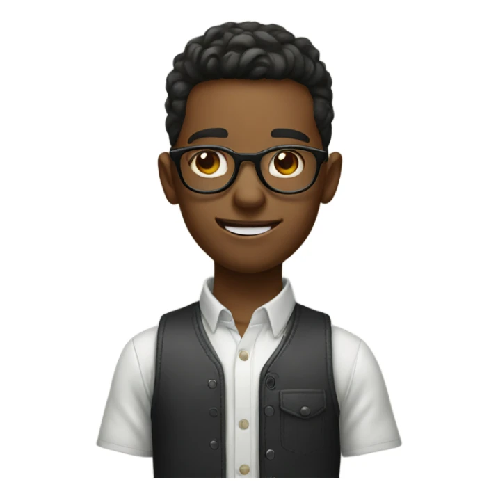 boy with glasses sticking tongue sticker