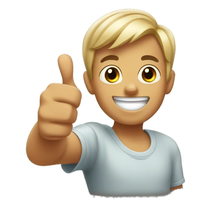 happy boy with short hair giving thumbs up sticker