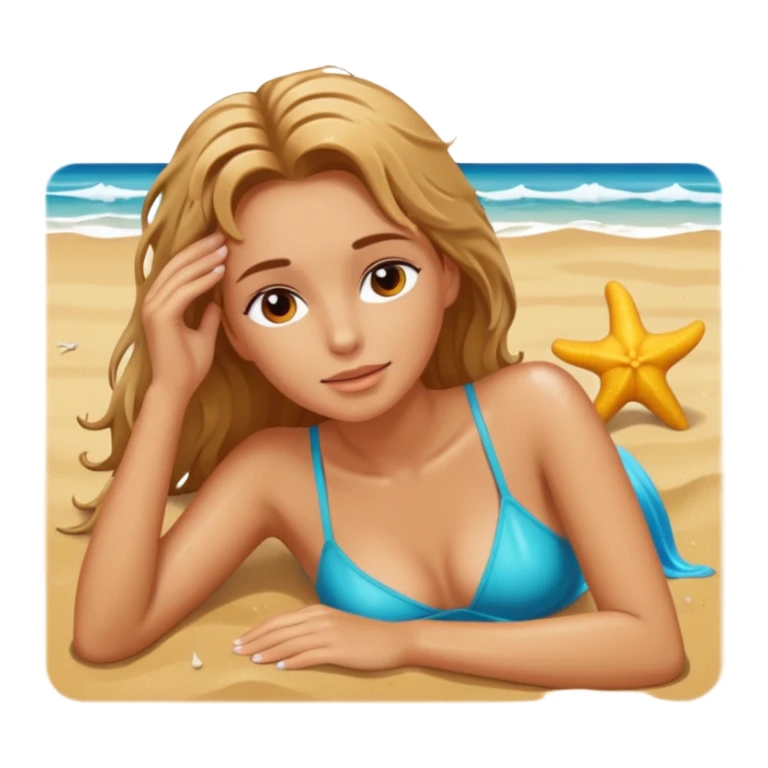 Nude woman laying on beach sticker