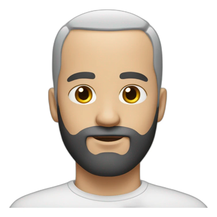 white man with small eyes then black buzz cut and a full black beard sticker