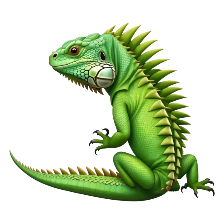 A green iguana with scales, spikes on its back, and a long tail sticker