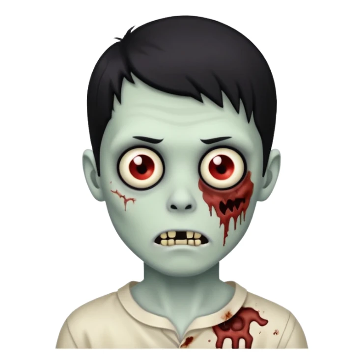 garoto zumbi, com cabelo preto médio  sticker