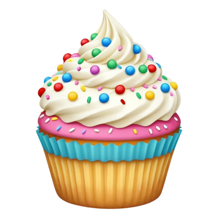 Vanilla Cupcake with white icing and colorful sprinkles  sticker