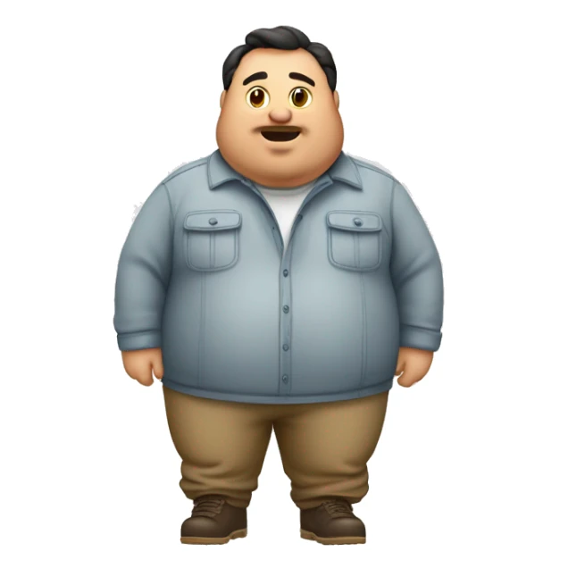 Fat man with Napapijri overshirt zoomin sticker