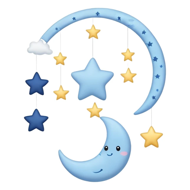 Blue baby mobile with stars and moon sticker