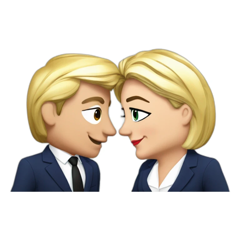 Macron et marine le Pen font un bisou sticker