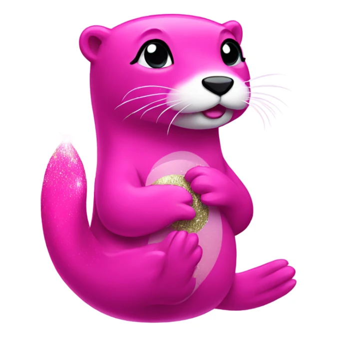 Hot pink otter working out with glitter sticker