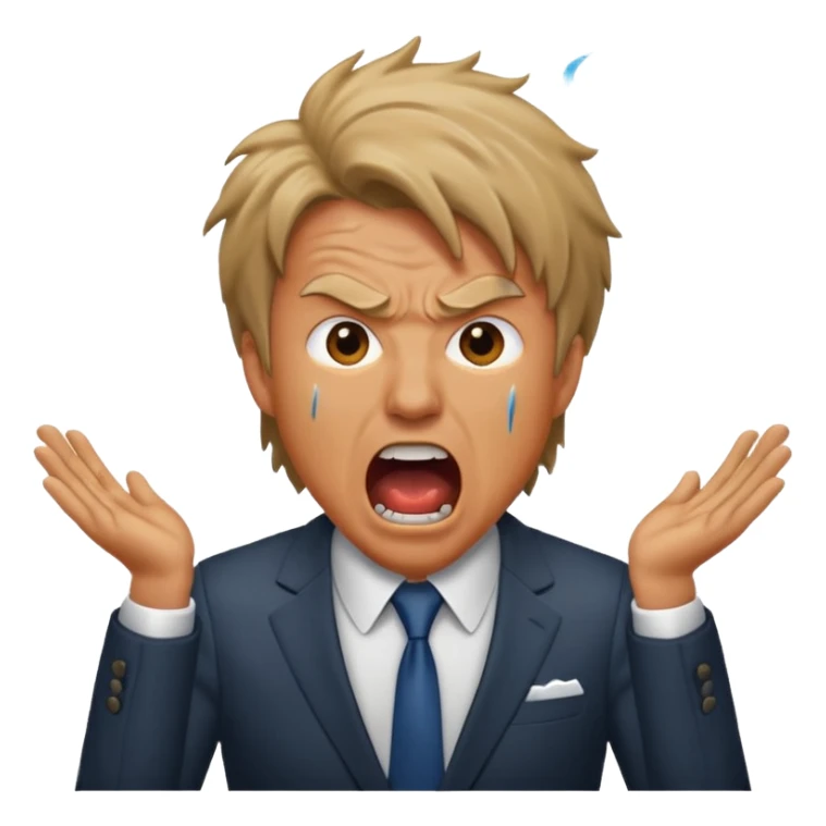 screaming man, with hair, in a suit sticker