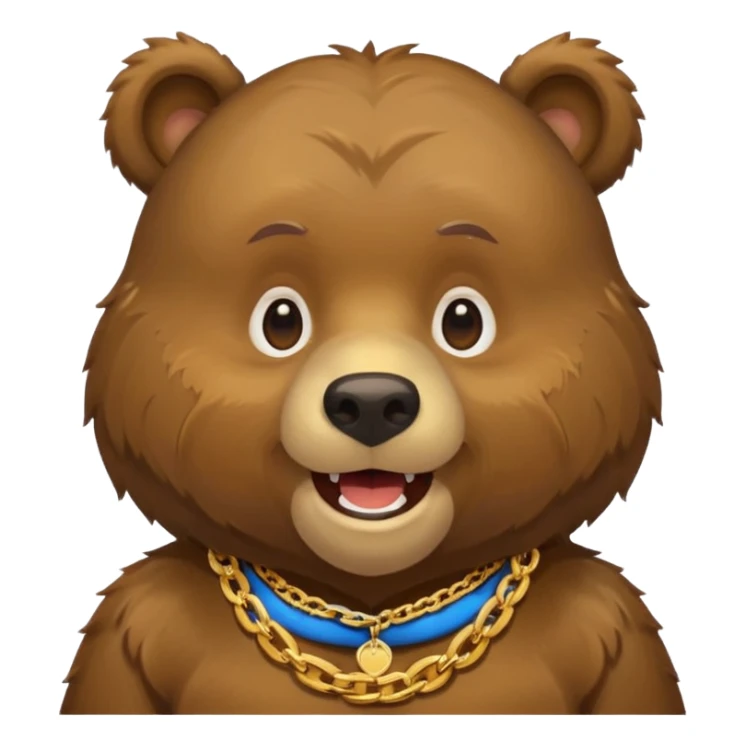 cute Russian grizzly bear wearing a gold rapper chain sticker