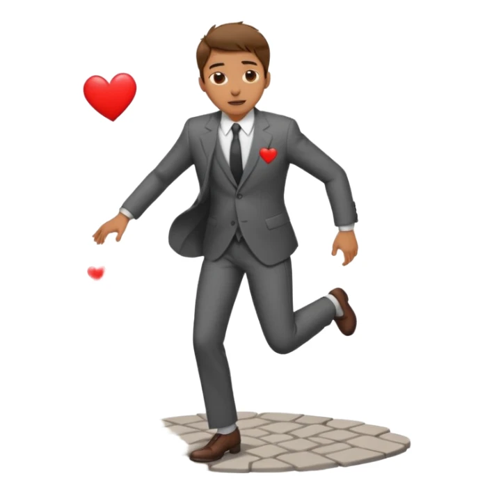 man with heart eyes slip and fall on sidewalk  sticker