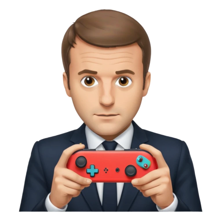 fais moi emmanuel macron avec une manete de switche dans les main sticker